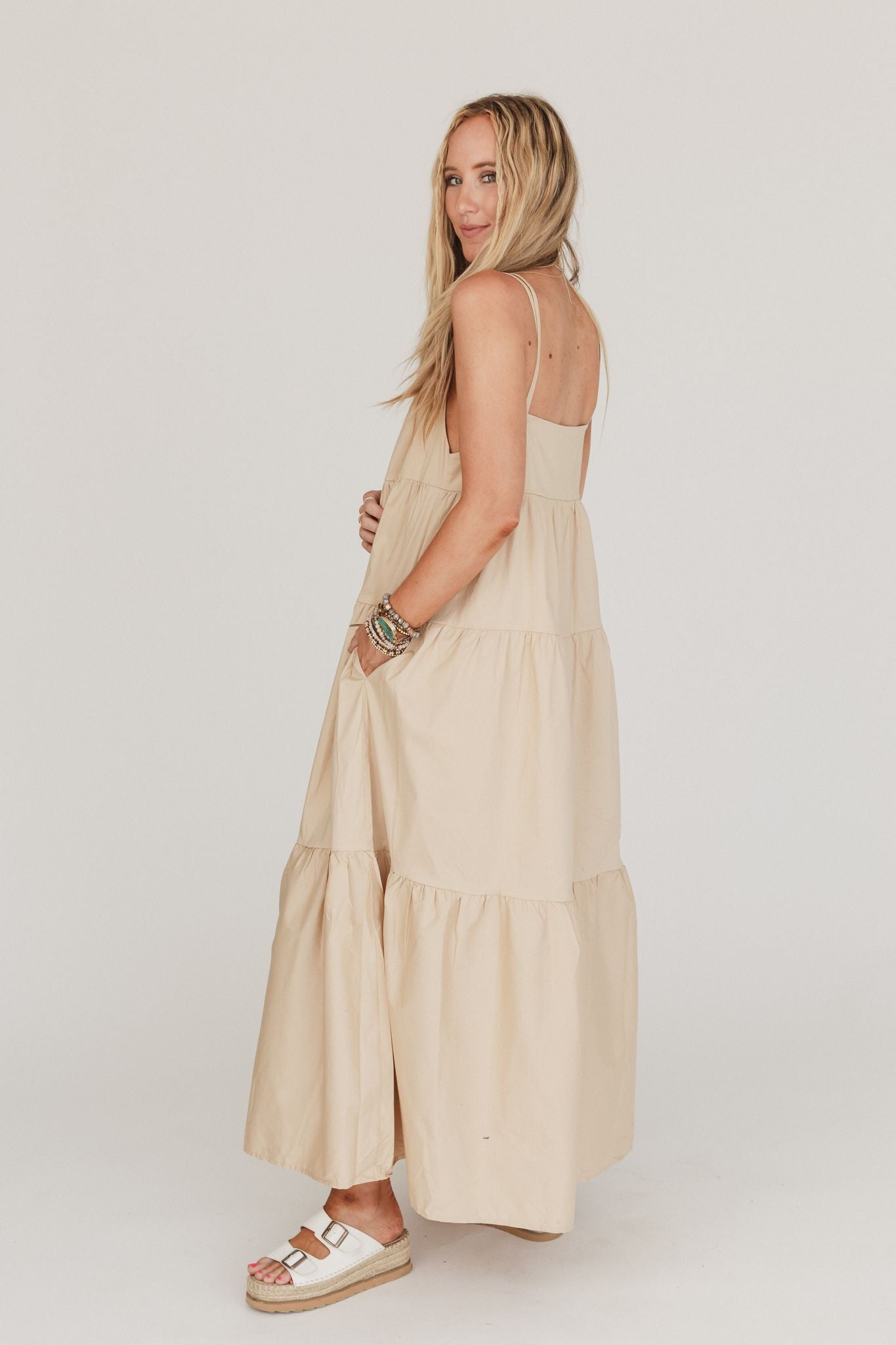 Havana Nights Tiered Maxi Dress - Tan