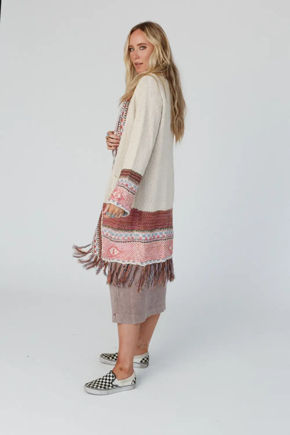 Yuma Fringe Cardigan - Oatmeal