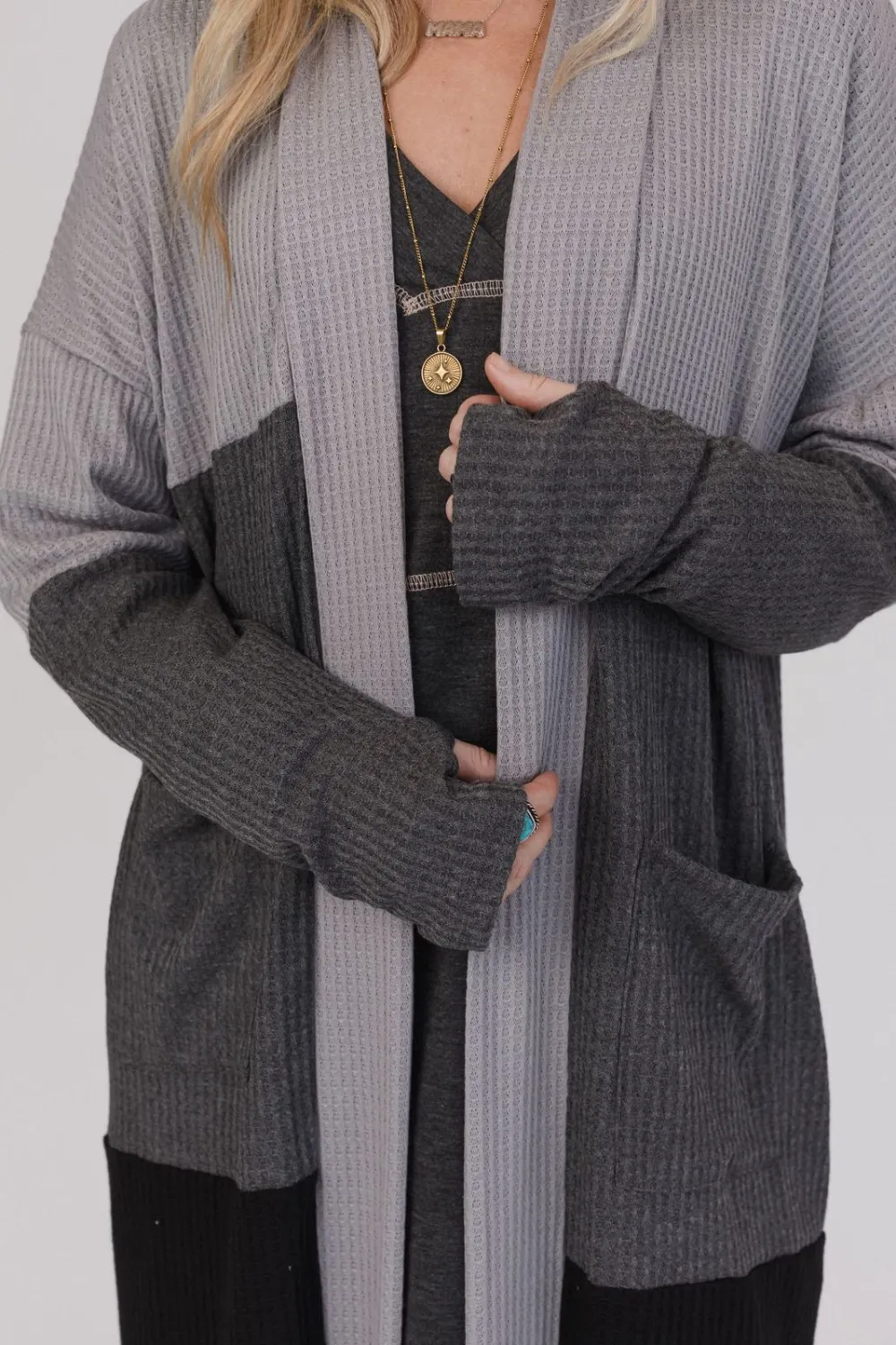 Triple Charm Cardigan - Heather Gray Charcoal Black