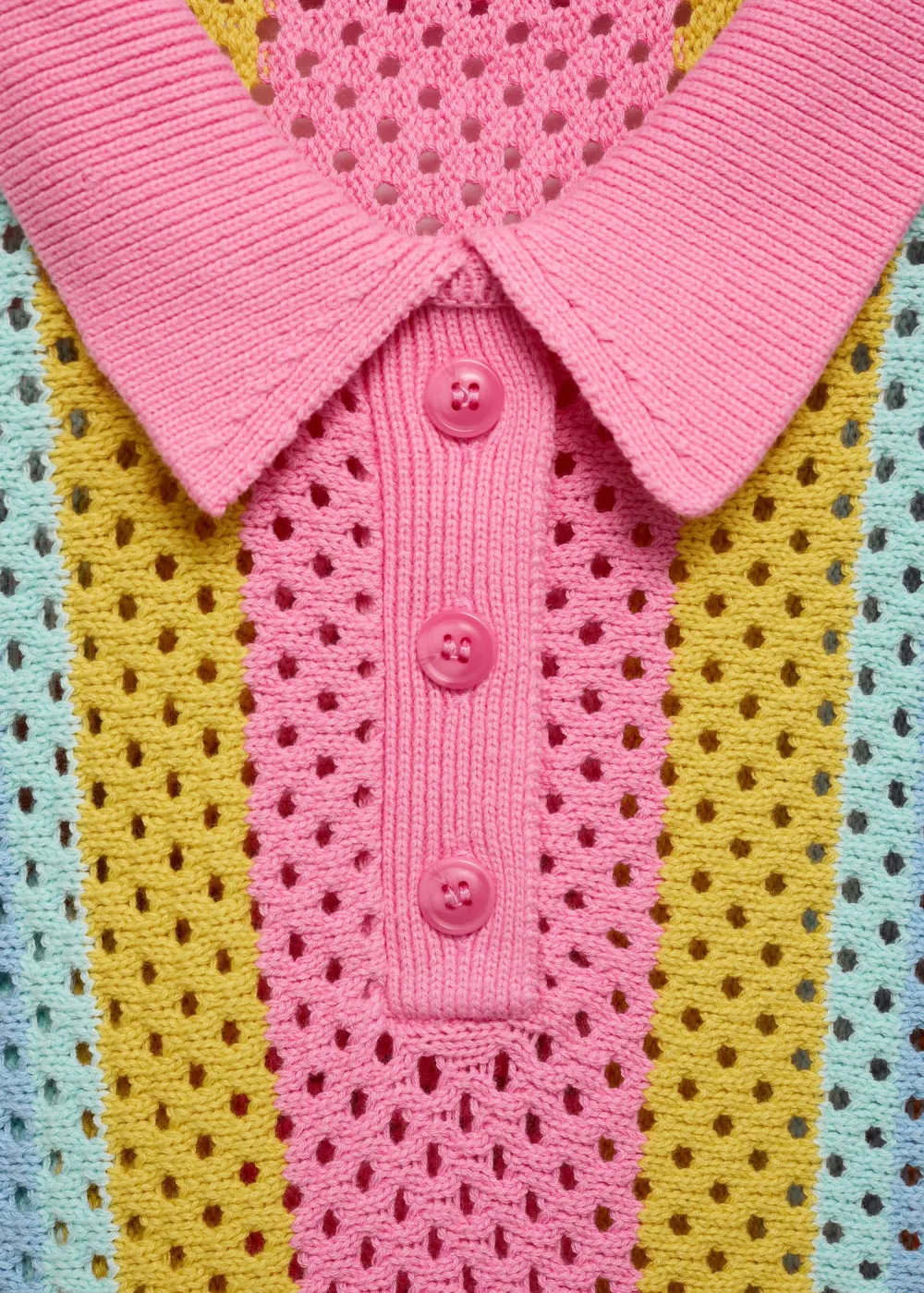 Combined crochet polo shirt