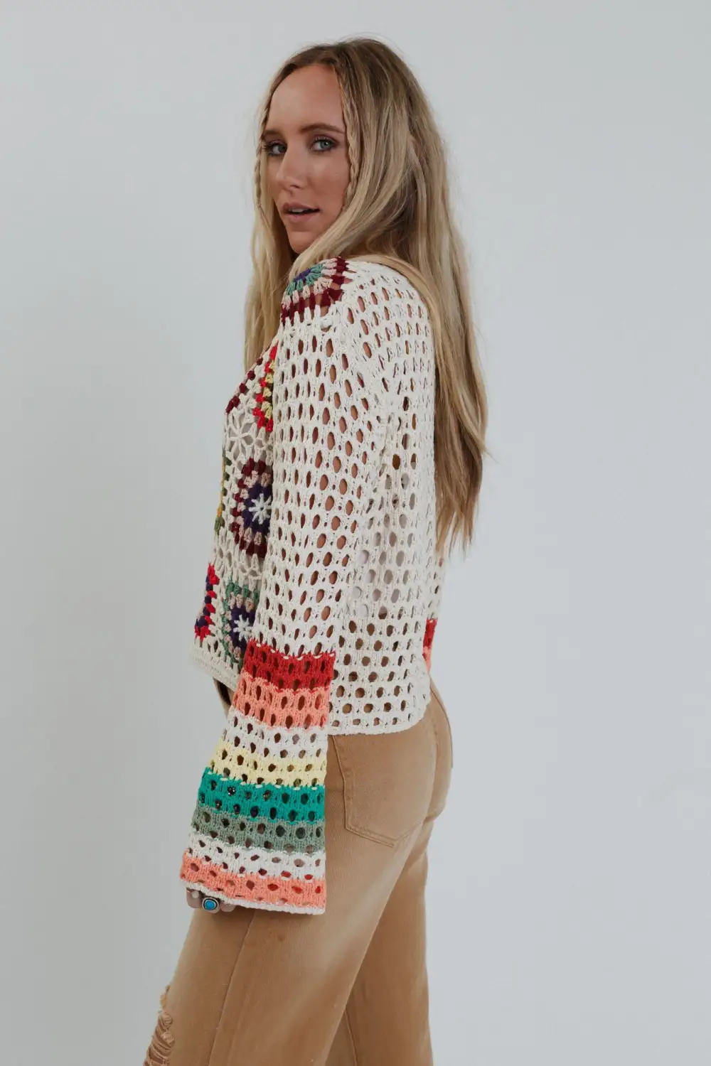 Flower Drops Crochet Sweater - Ivory