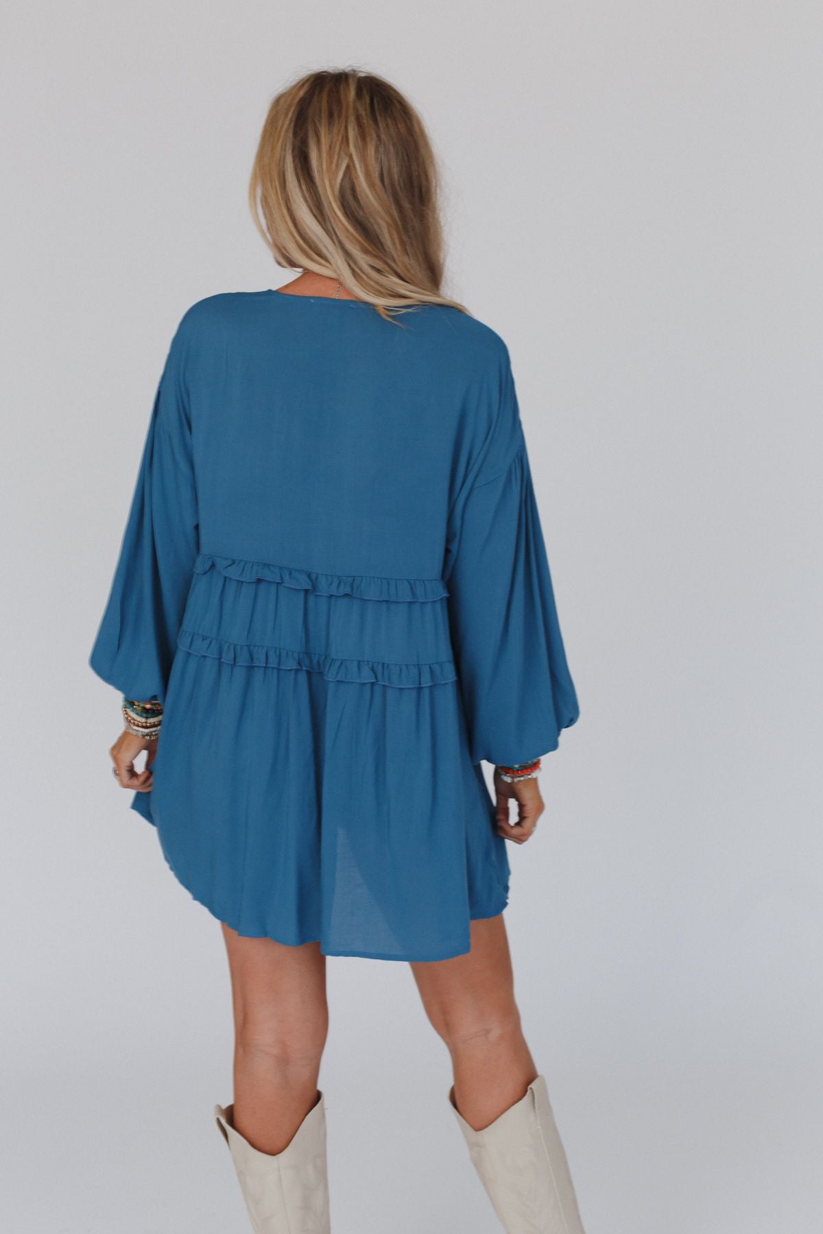 All Things New Mini Dress - Slate Blue