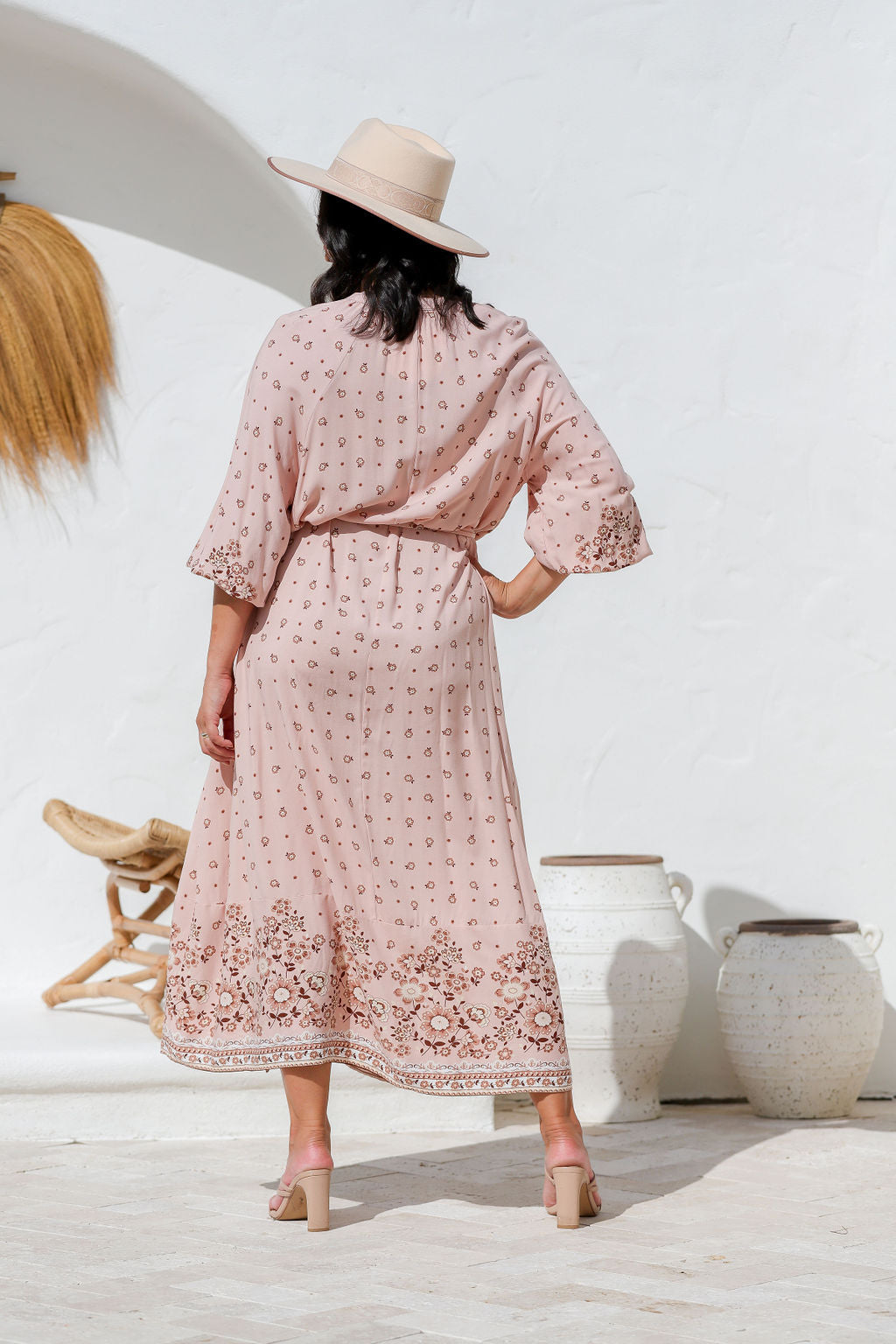 The Bonnie Dress - Floral Beige