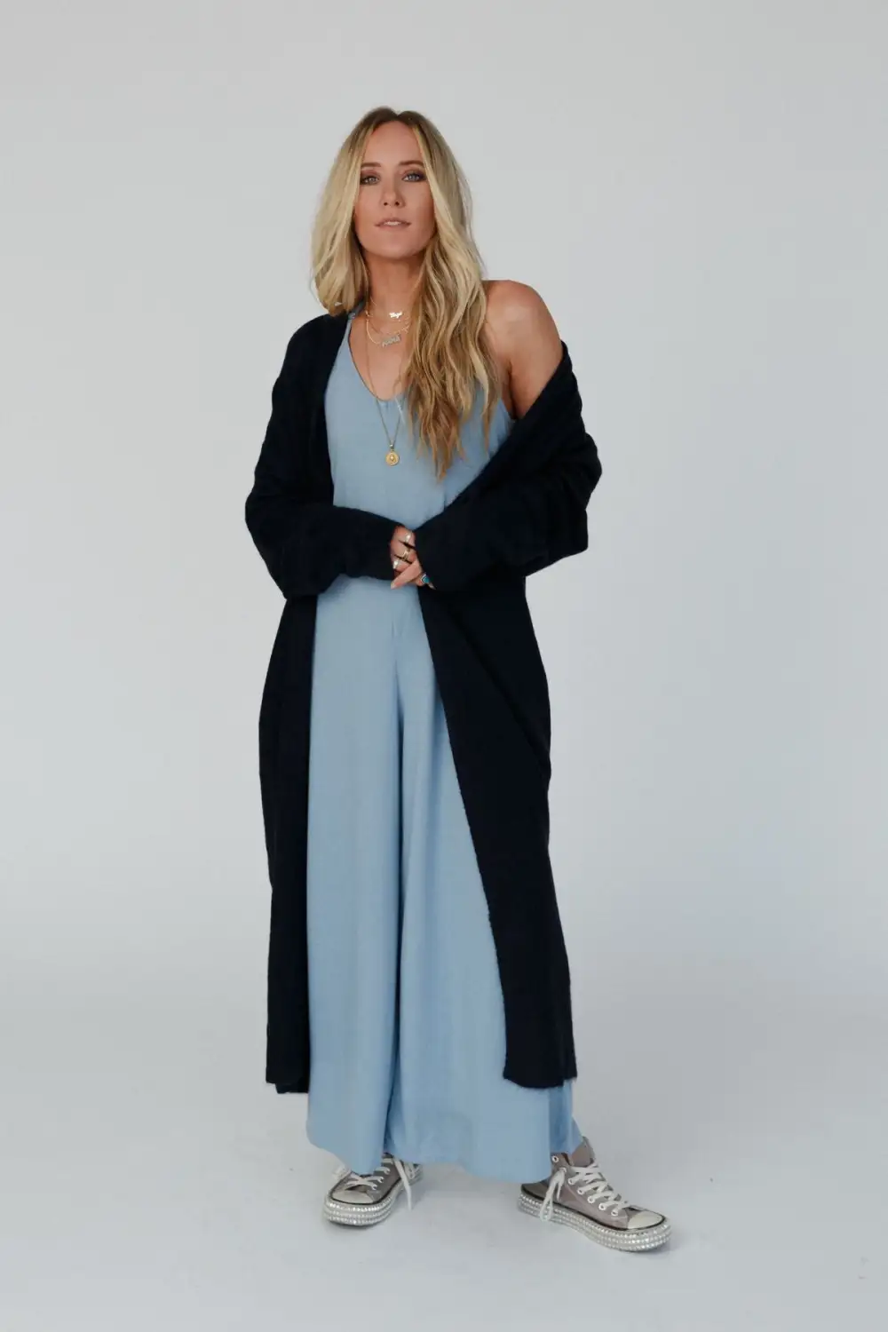 So Cozy Oversized Solid Knit Duster - Dark Navy