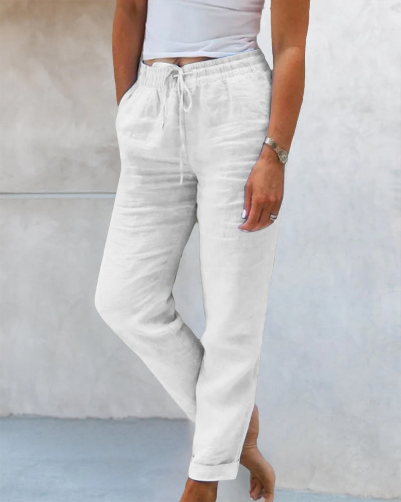 Casual  Solid Color Straight Leg Pant