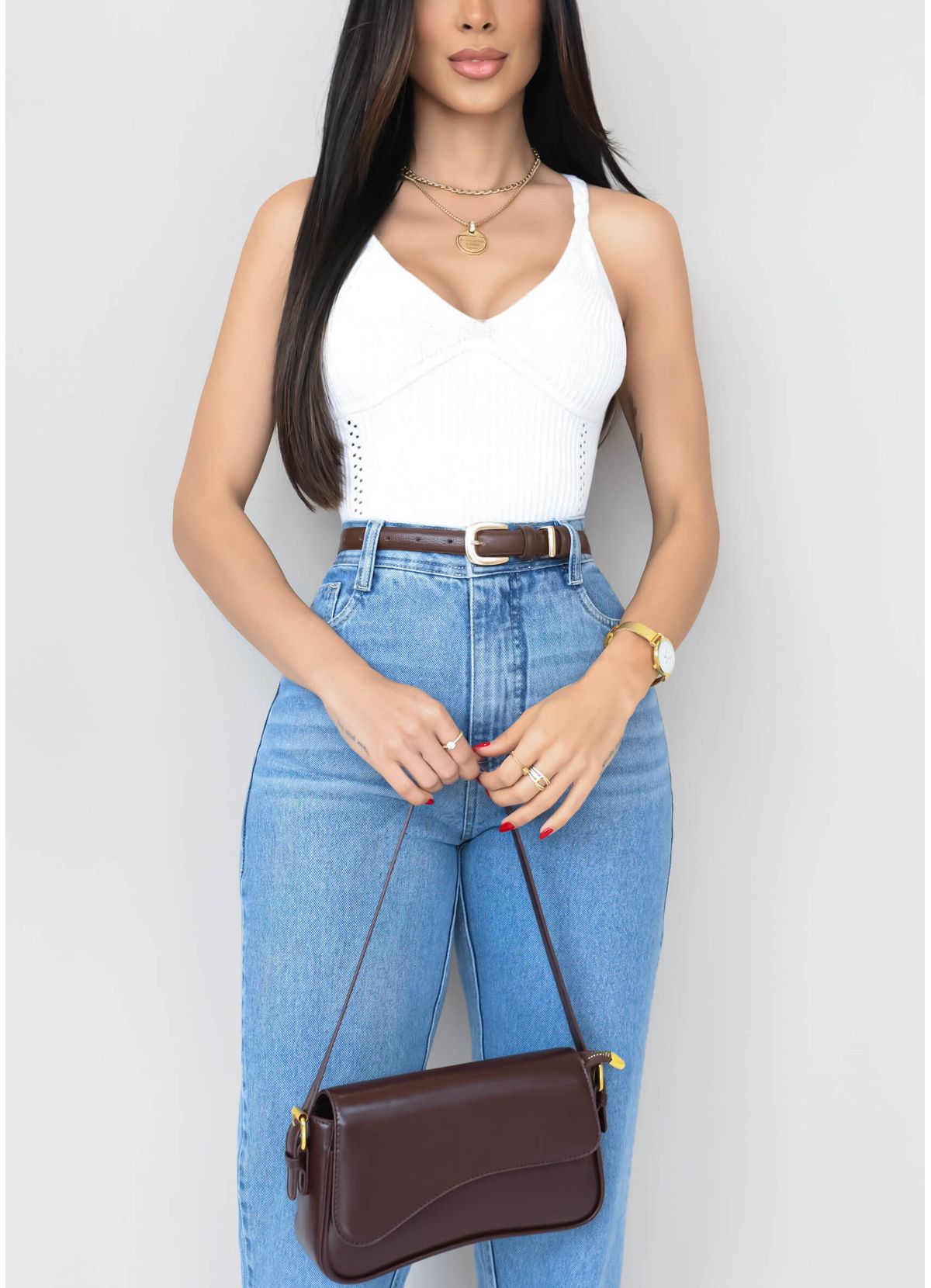 V-NECK CROPPED TOP WITH BRAIDED STRAPS