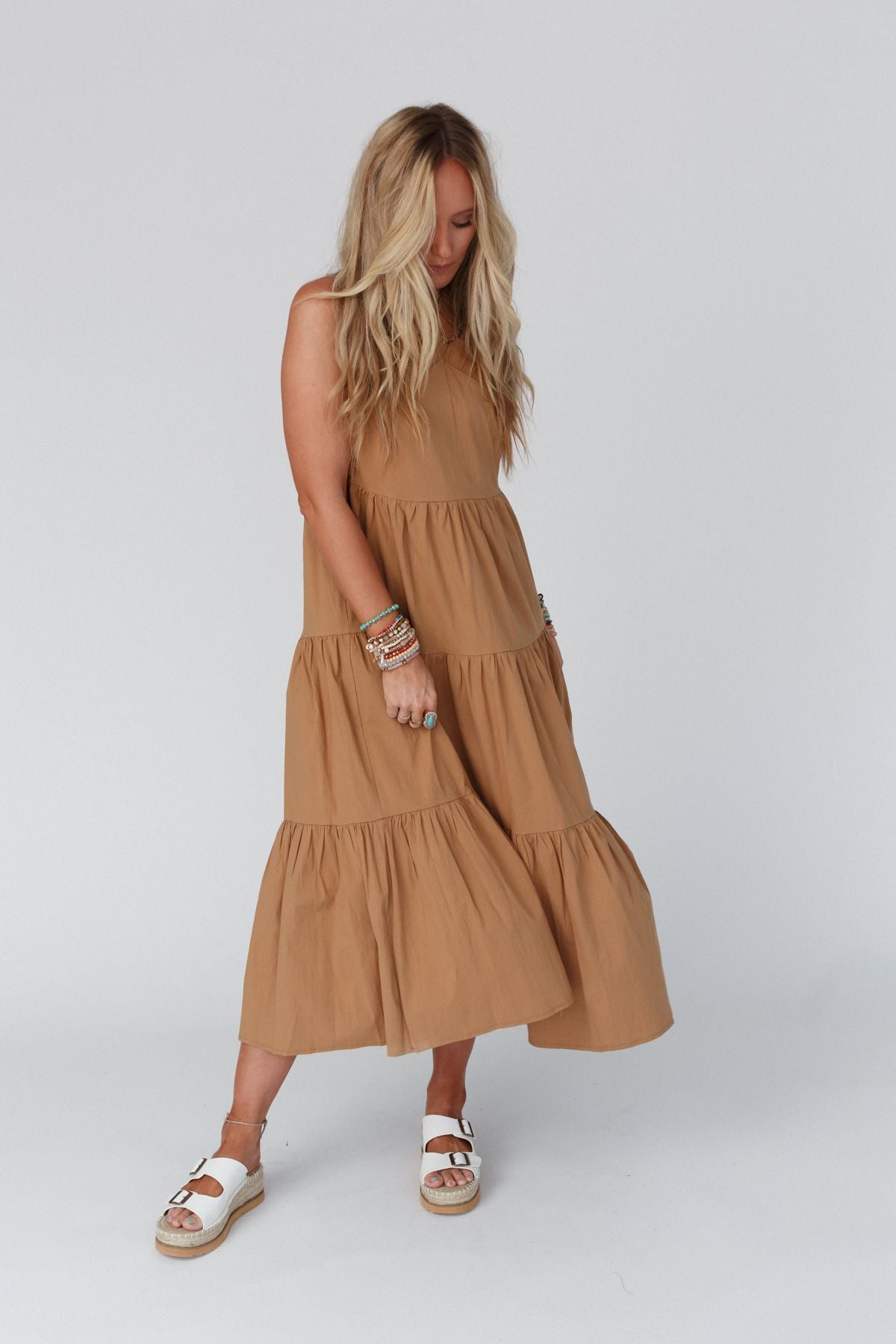 Sun Blissed Tiered Dress - Taupe