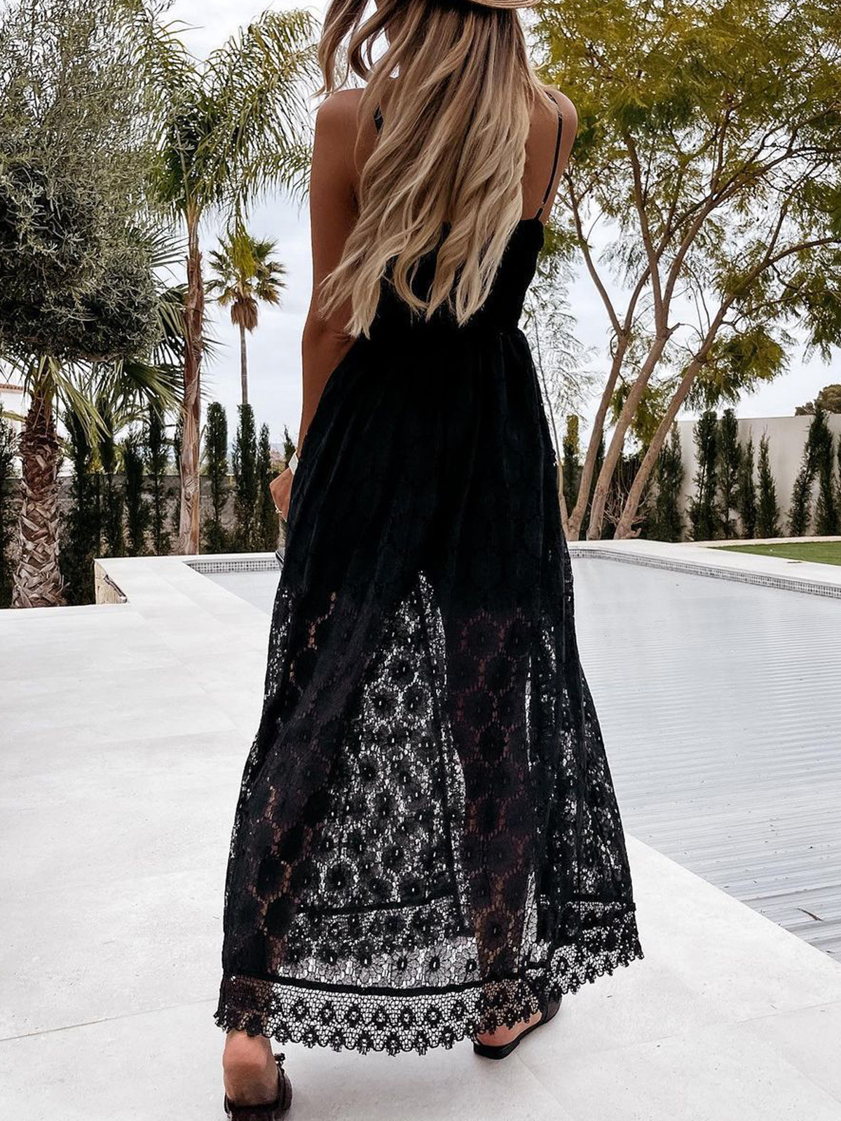 Lace And Trim V-neck Short Pants Slip Jumpsuit