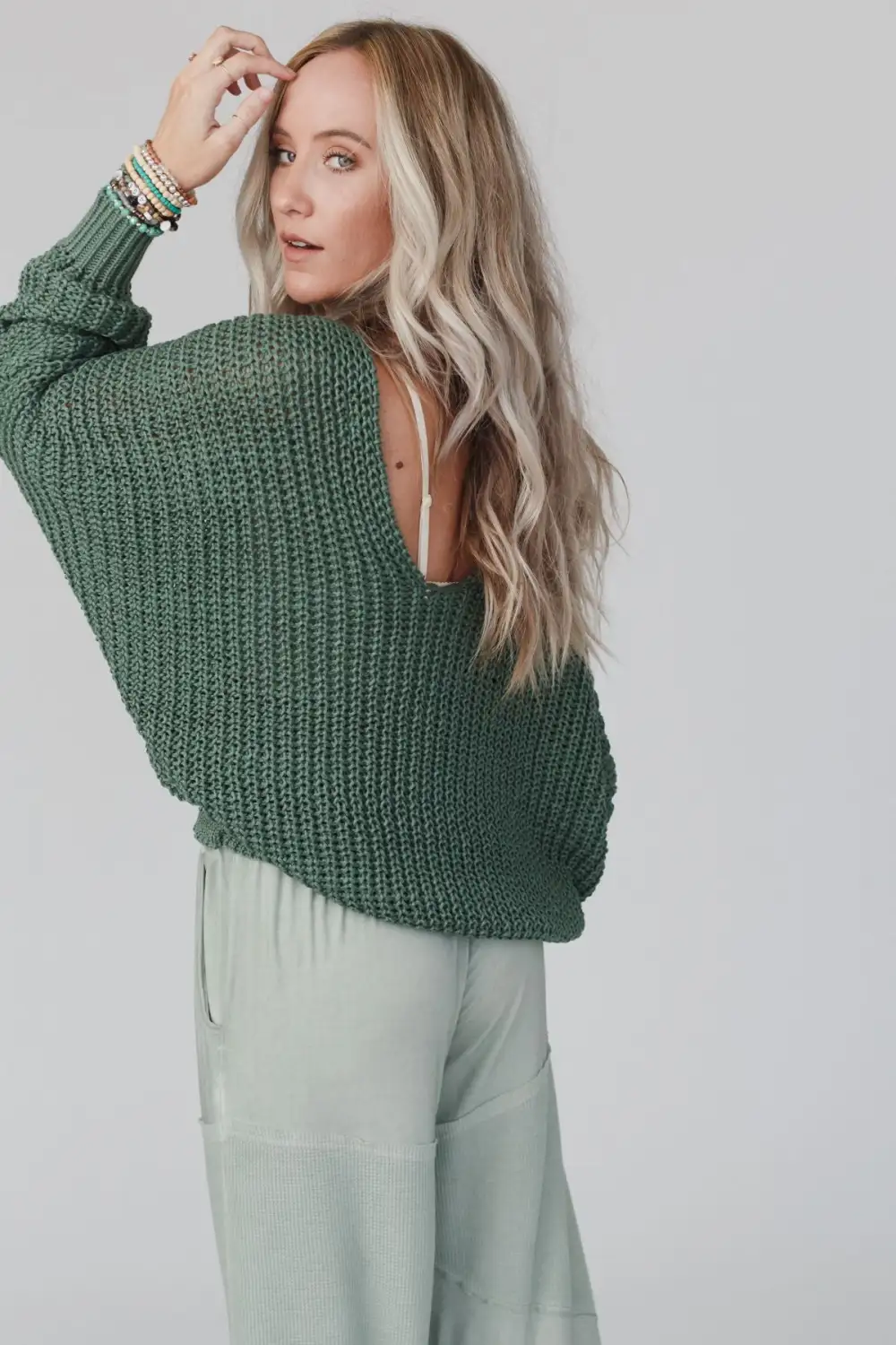 Break Of Dawn Dolman Sleeve Sweater - Olive