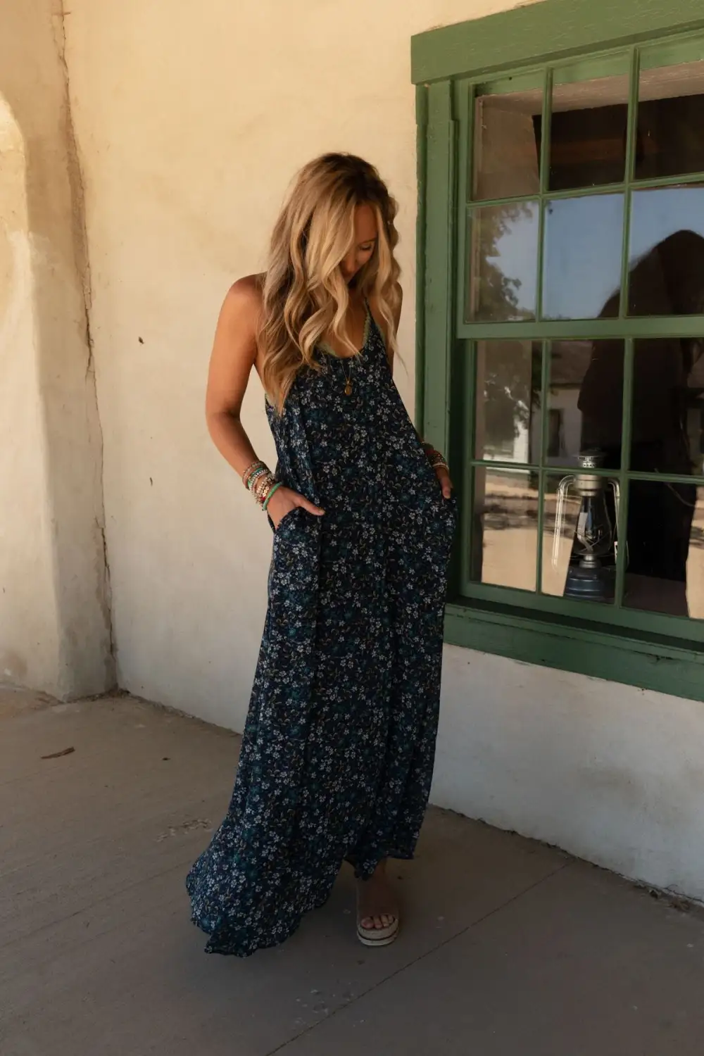 Oasis Pocket Maxi Dress - Navy Floral