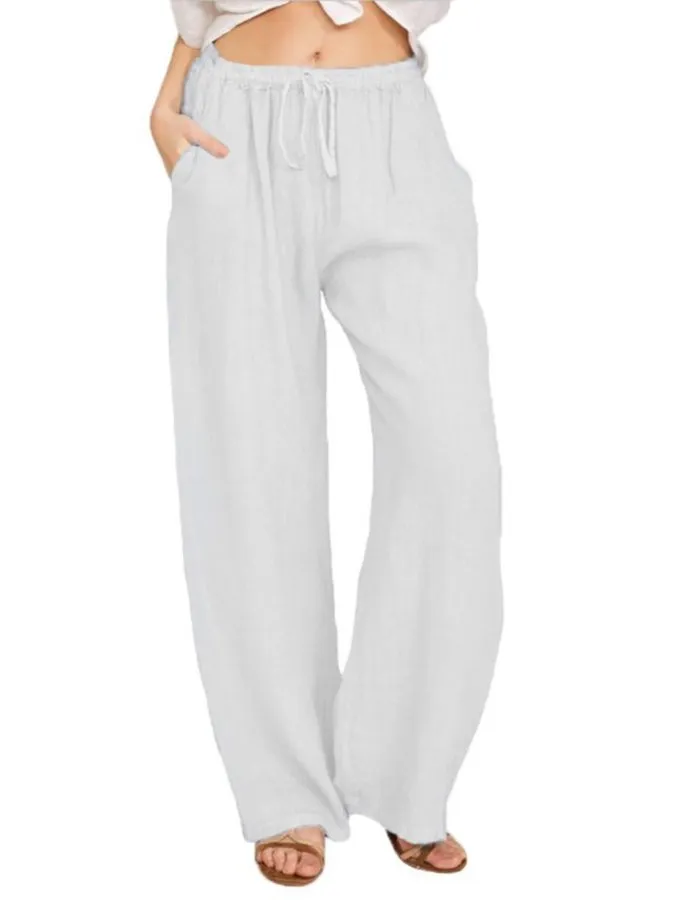 Women's casual cotton linen loose trousers