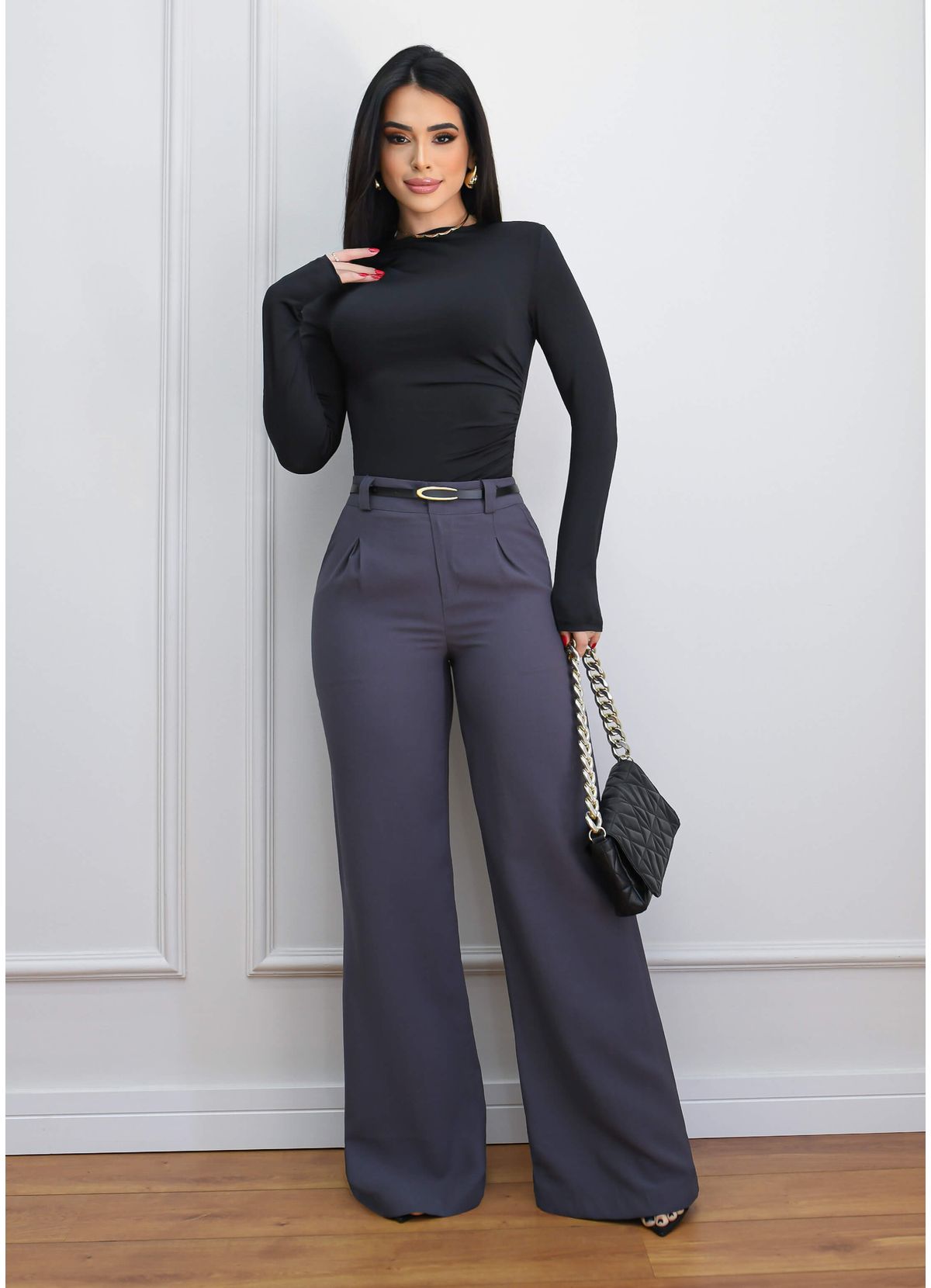 WIDE LEG STRAIGHT DRESS PANTS