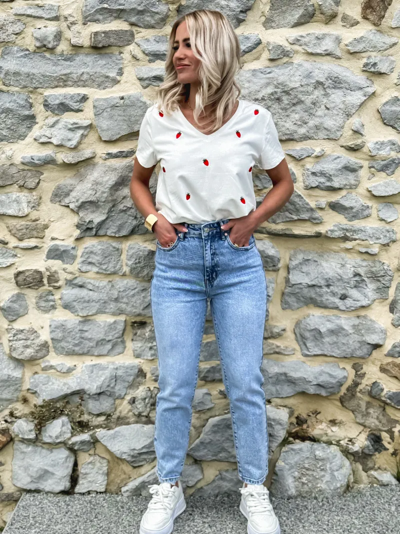 T-SHIRT  FRAISE - BLANC