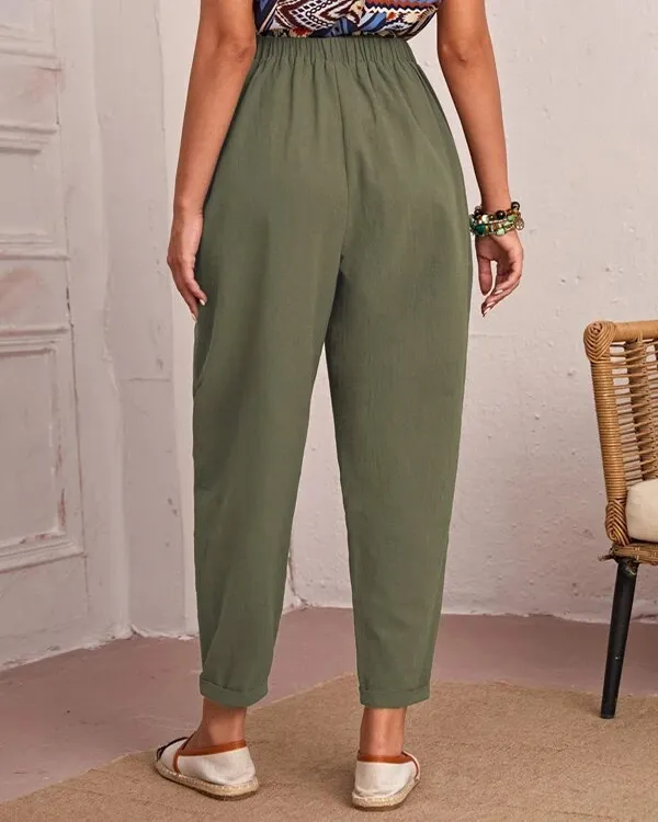 Linen Stretch Casual Pocket Pants