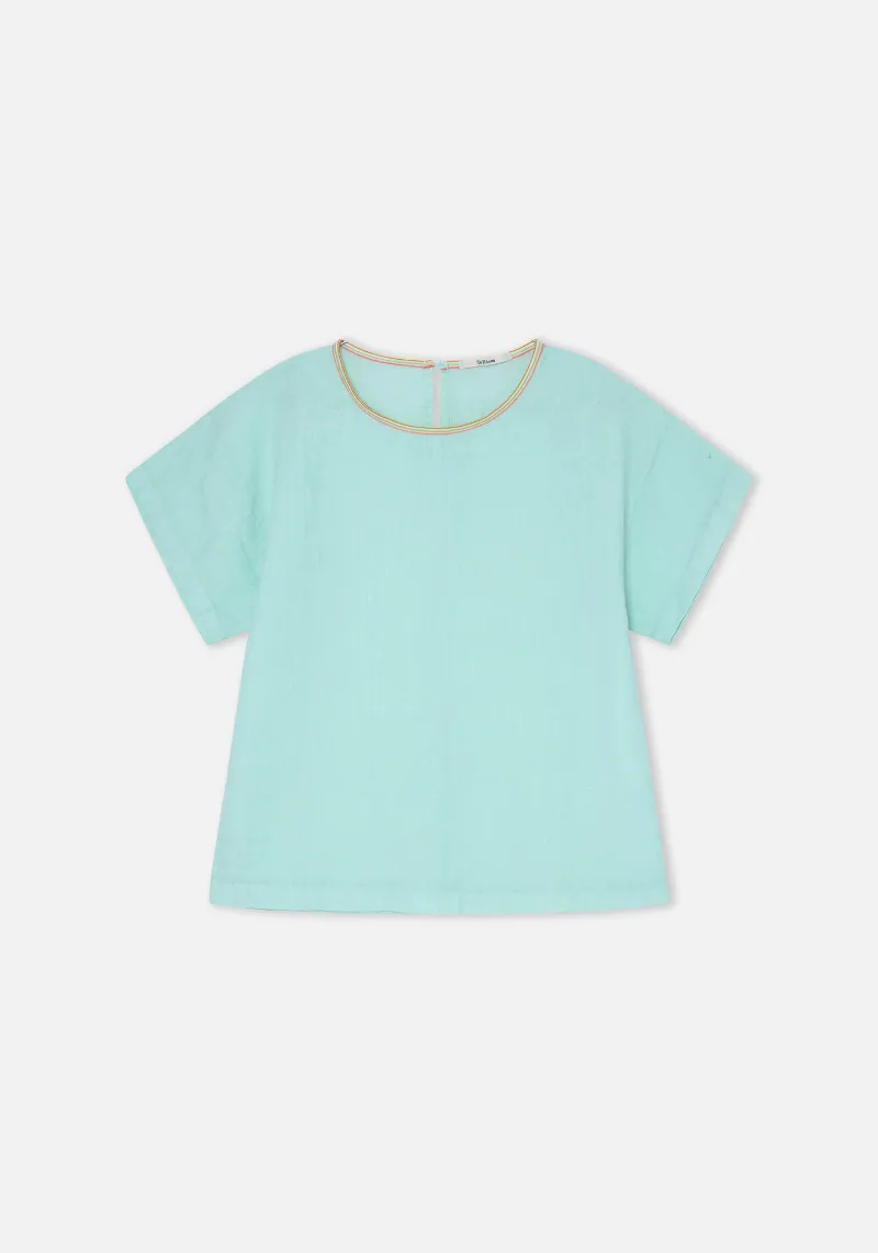 AQUA LINEN FLAKE BLOUSE