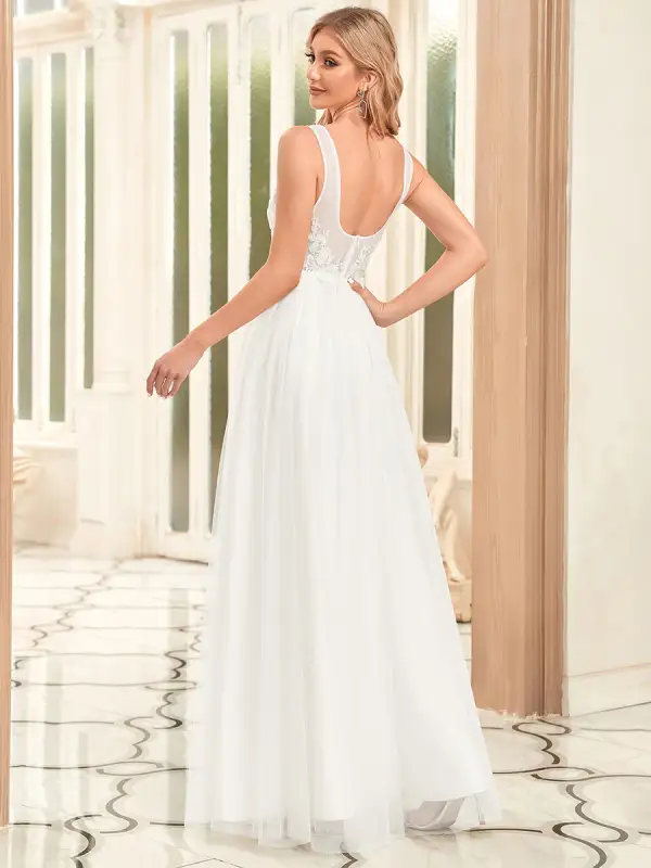 Pretty U-Neck A-Line Floor Length Wholesale Wedding Dresses