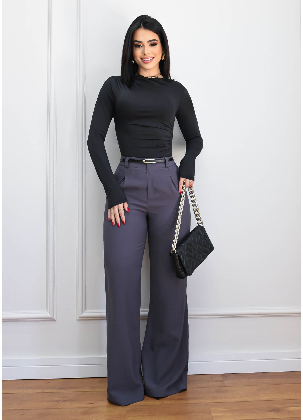 WIDE LEG STRAIGHT DRESS PANTS