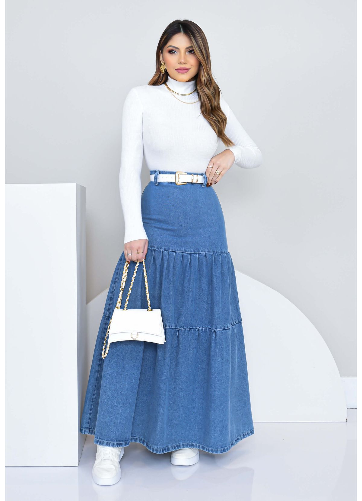 MARIAS LONG JEANS SKIRT