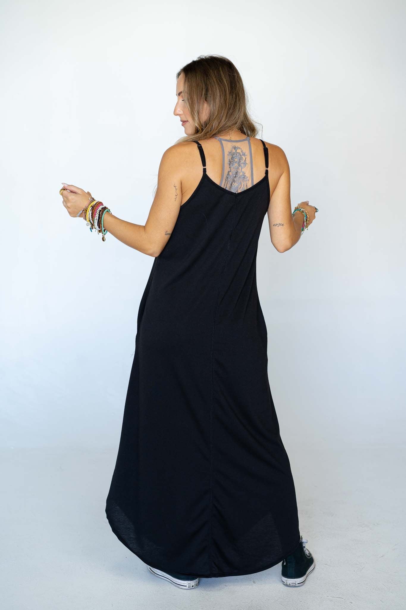 Perfect Round Hem Bralette Maxi Dress - Black