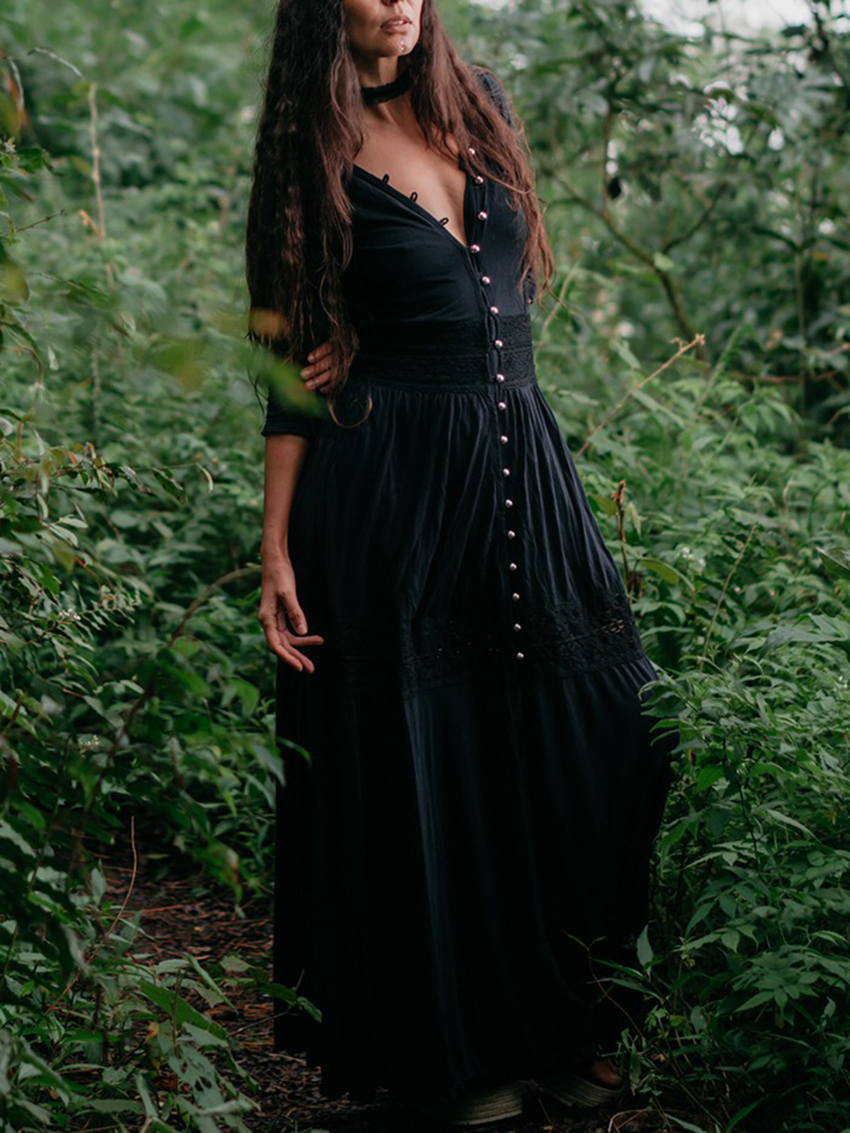 Buttoned Long Dress