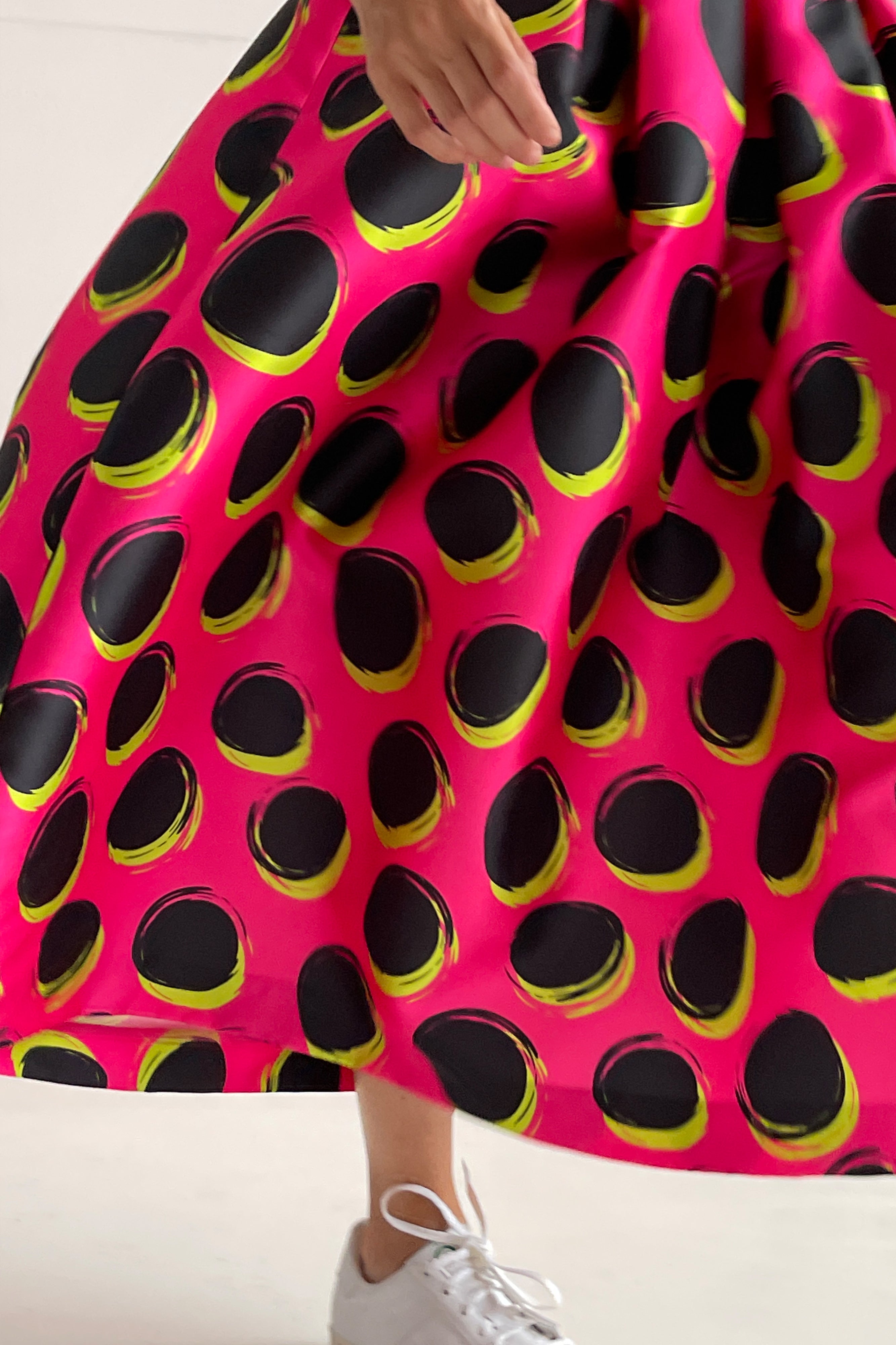 Gonna midi pois Fucsia Black