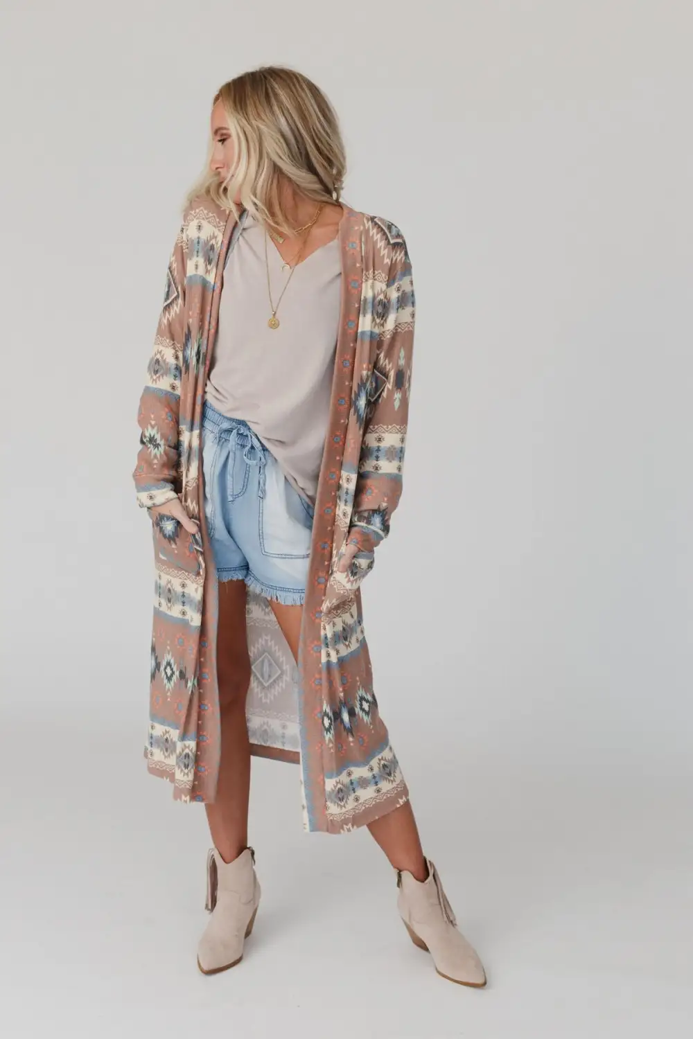 Santa Fe Rose Duster Cardigan - Multi