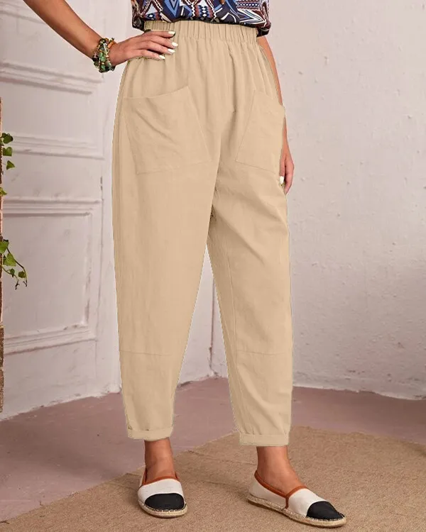 Linen Stretch Casual Pocket Pants