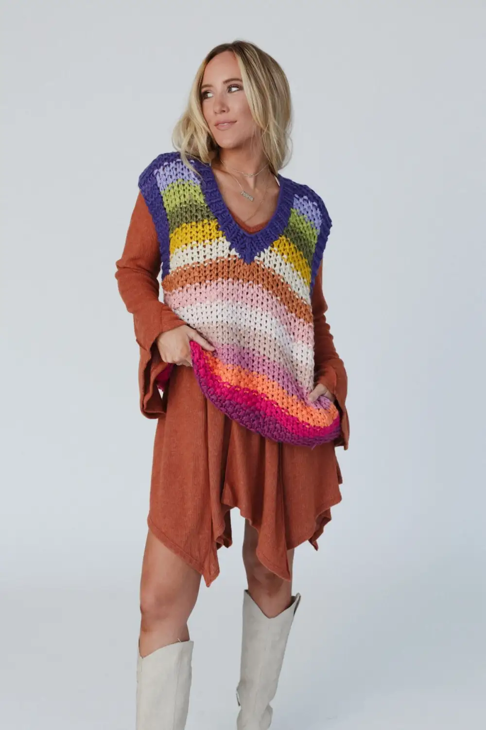 Wrapped Up In Color Knit Vest - Multi