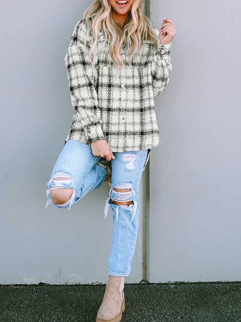 Oversized Plaid Pattern Flannel Shacket