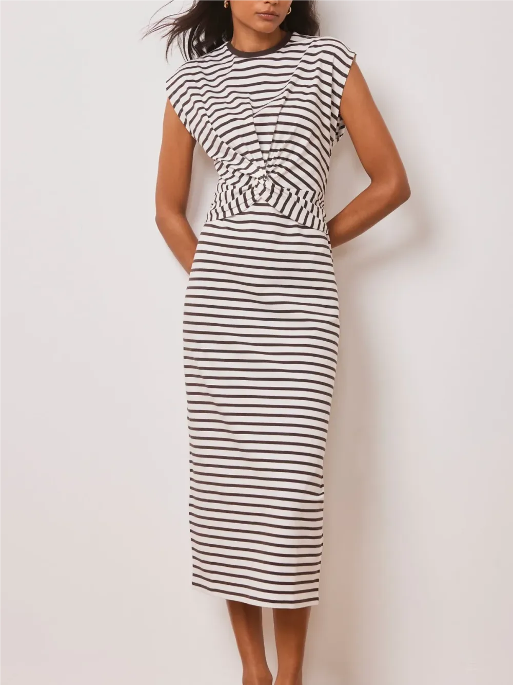 Stripe Twist Detail Midi Dress