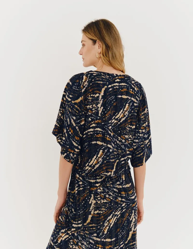 Constellation Printed Blouse - Navy Blue