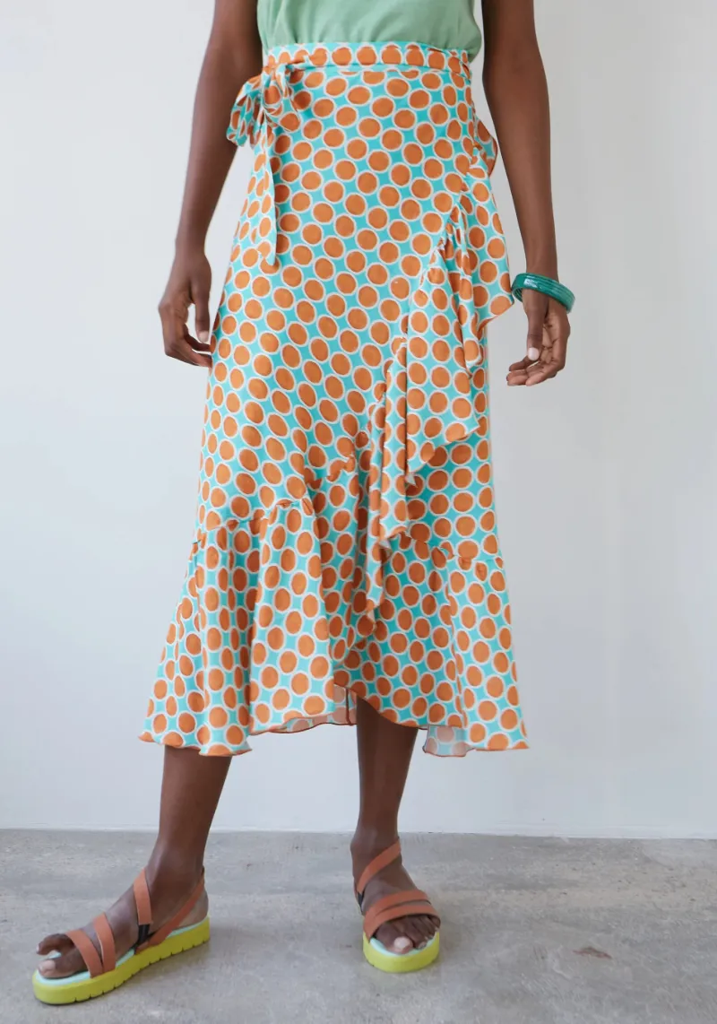 WATER PRINTED WRAP SKIRT