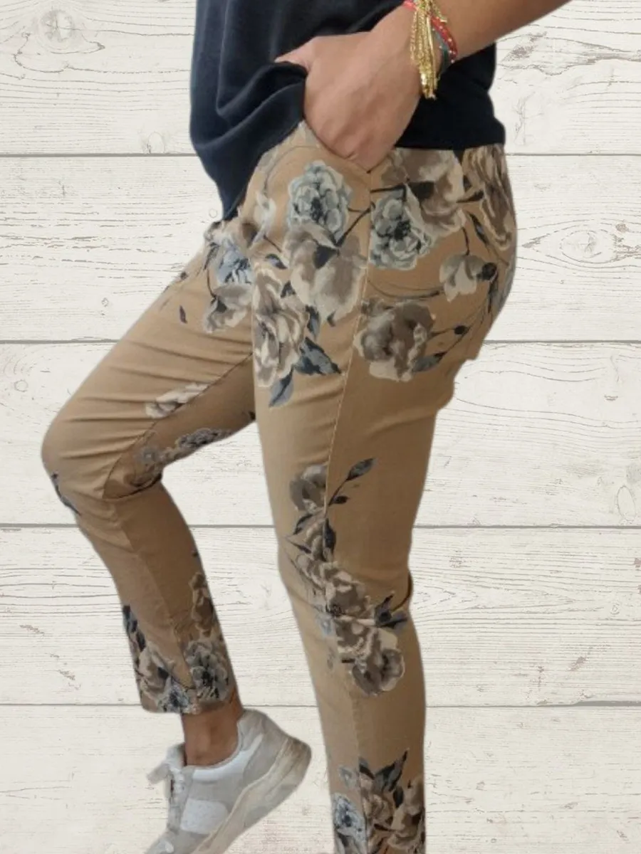 Women's Casual Print Elastic Rope Trousers