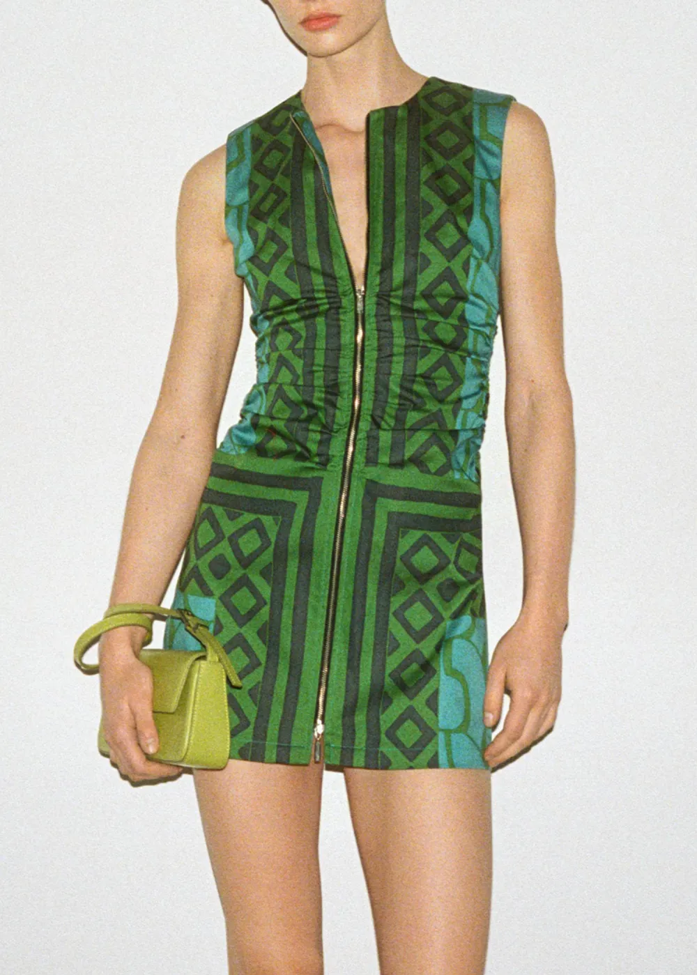 Printed dress with zipper