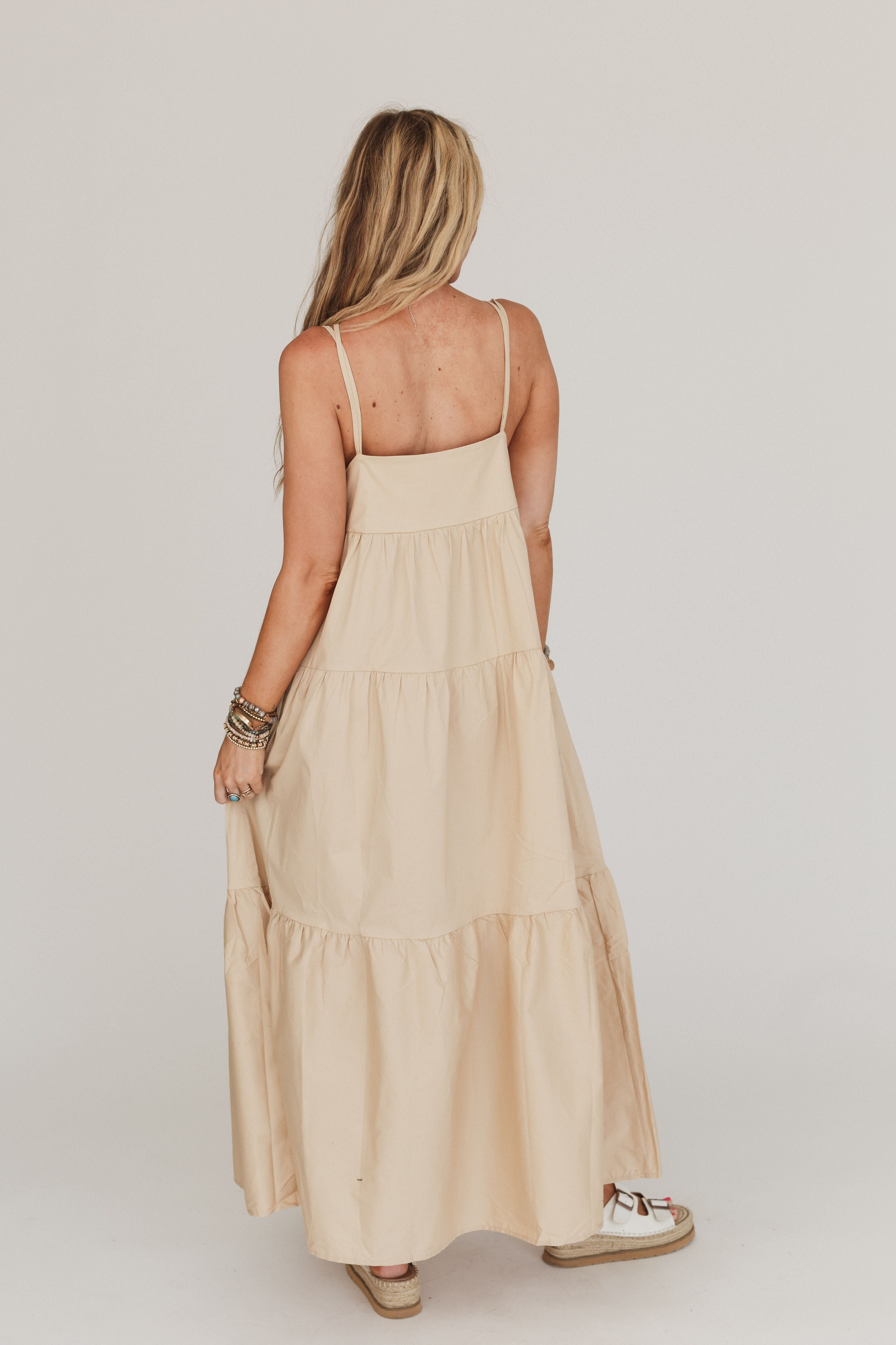 Havana Nights Tiered Maxi Dress - Tan