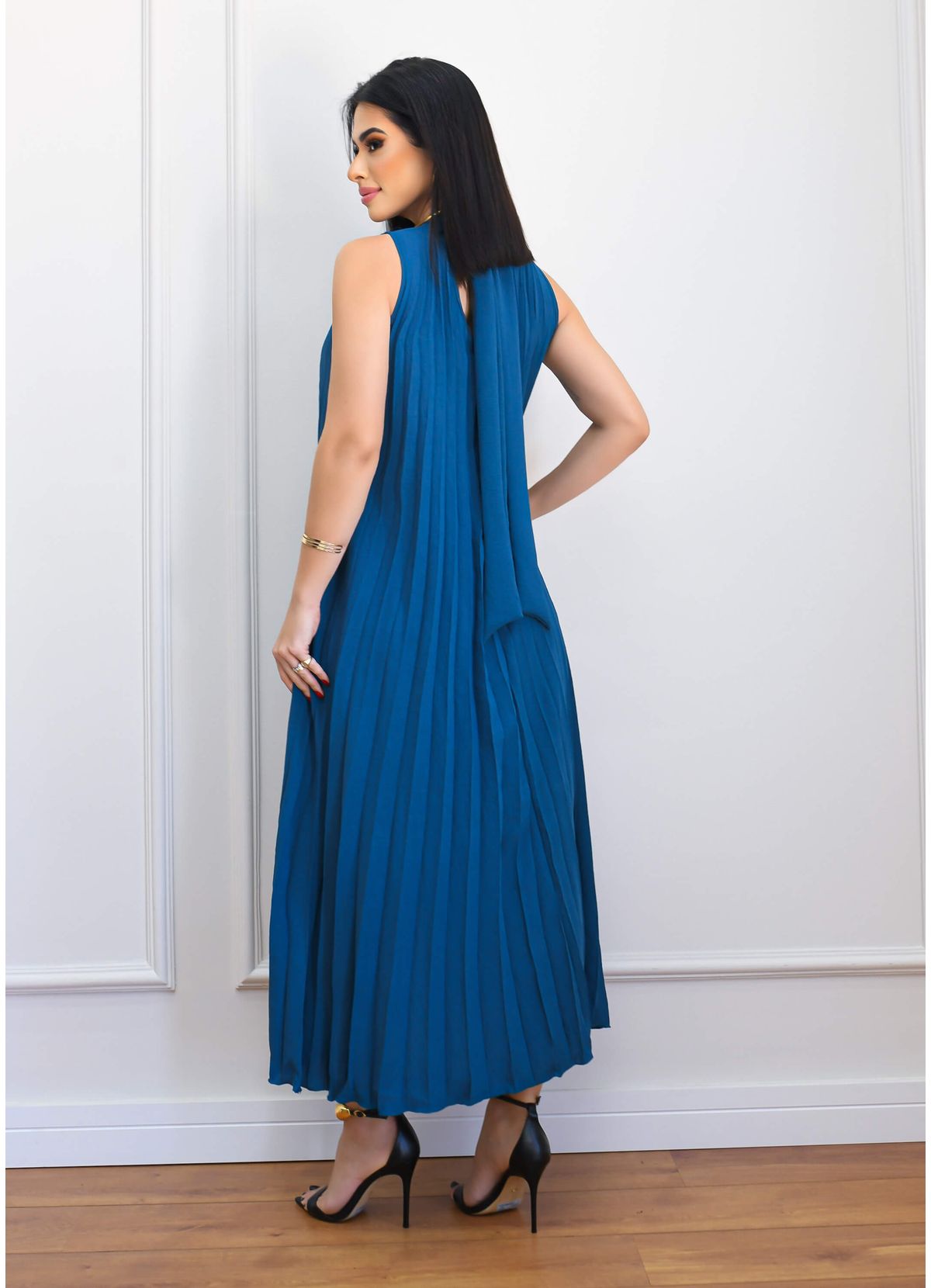 PLEATED MULLET MIDI DRESS