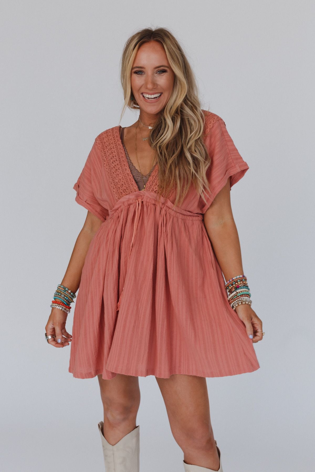 Camden Tassel Tie Dress - Clay