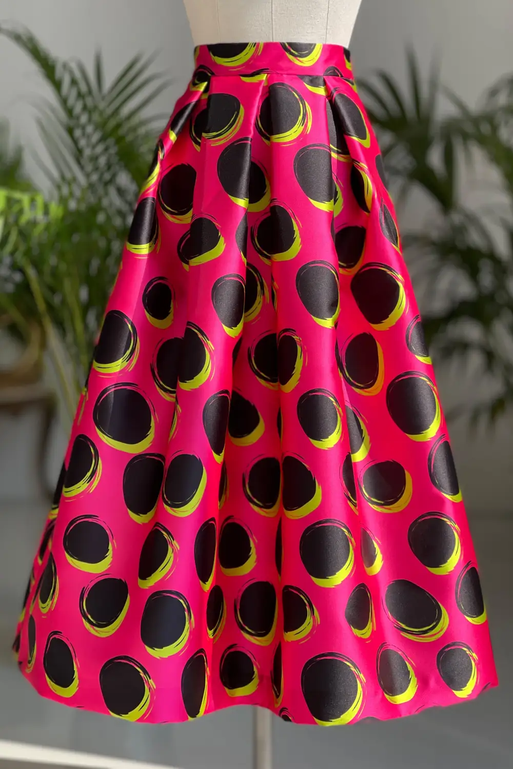 Gonna midi pois Fucsia Black