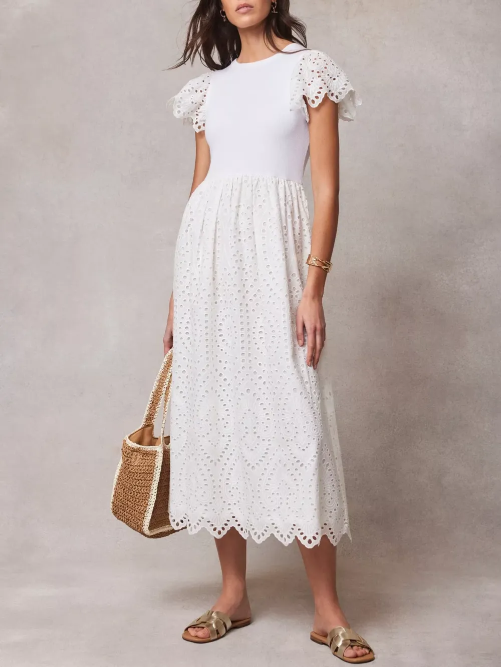 Broderie Anglaise Midi Dress