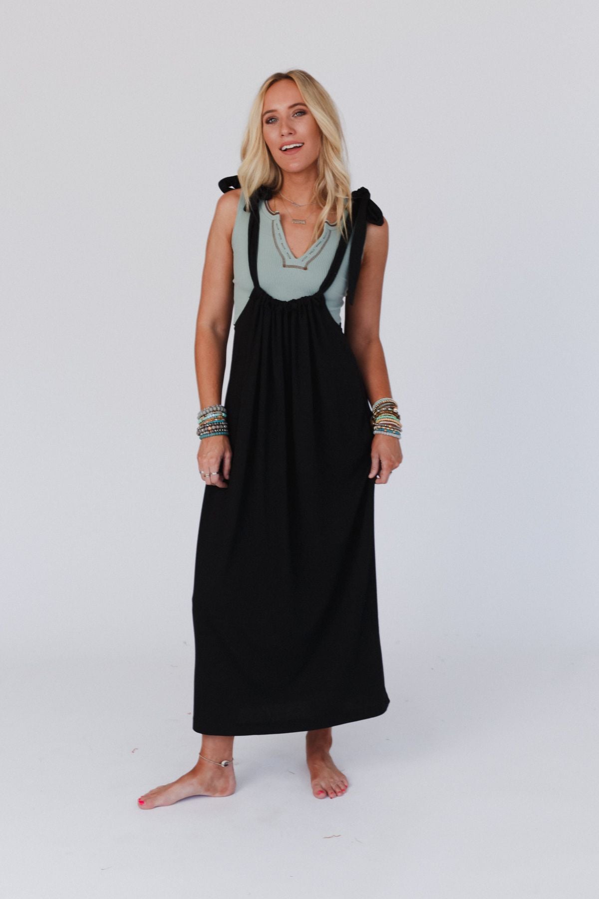 Forever Relaxed Gathered Dress - Black