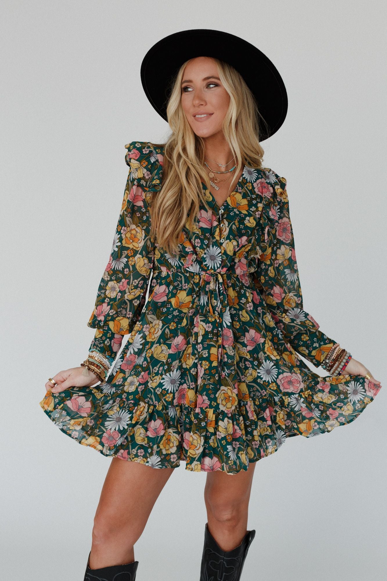 Fierce Florals Dress - Green