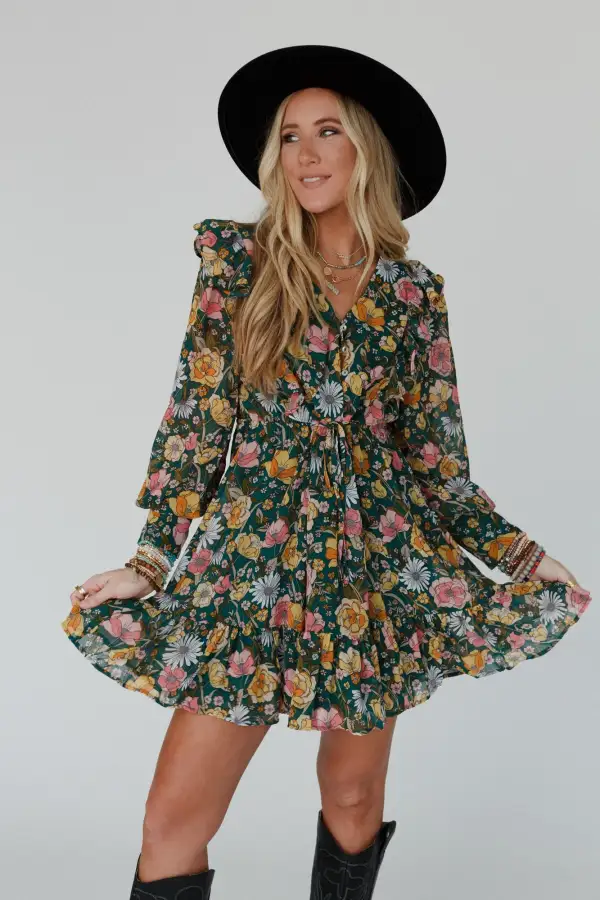 Fierce Florals Dress - Green