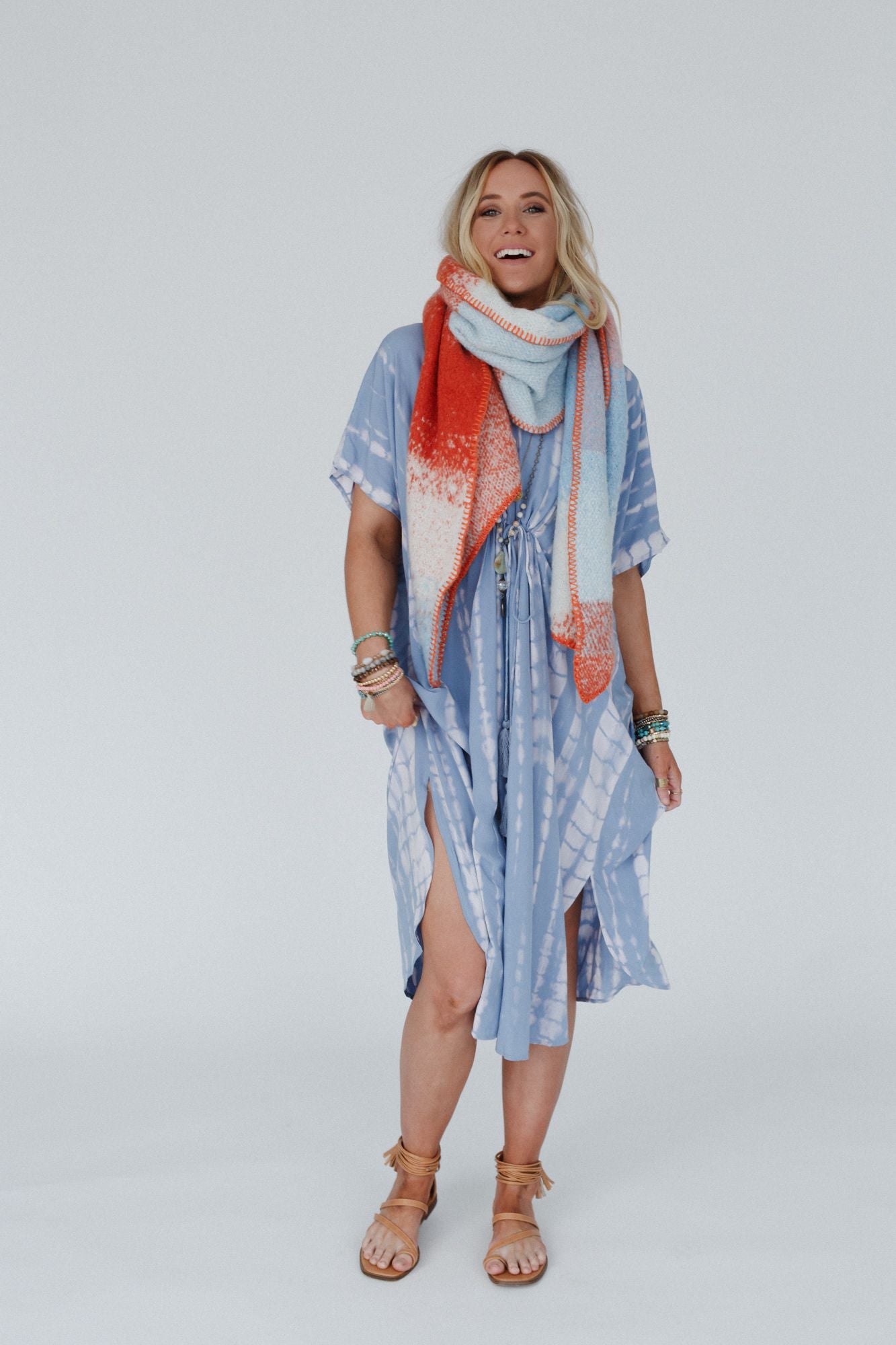 Sunny Shores Tie Dye Kimono Dress - Blue