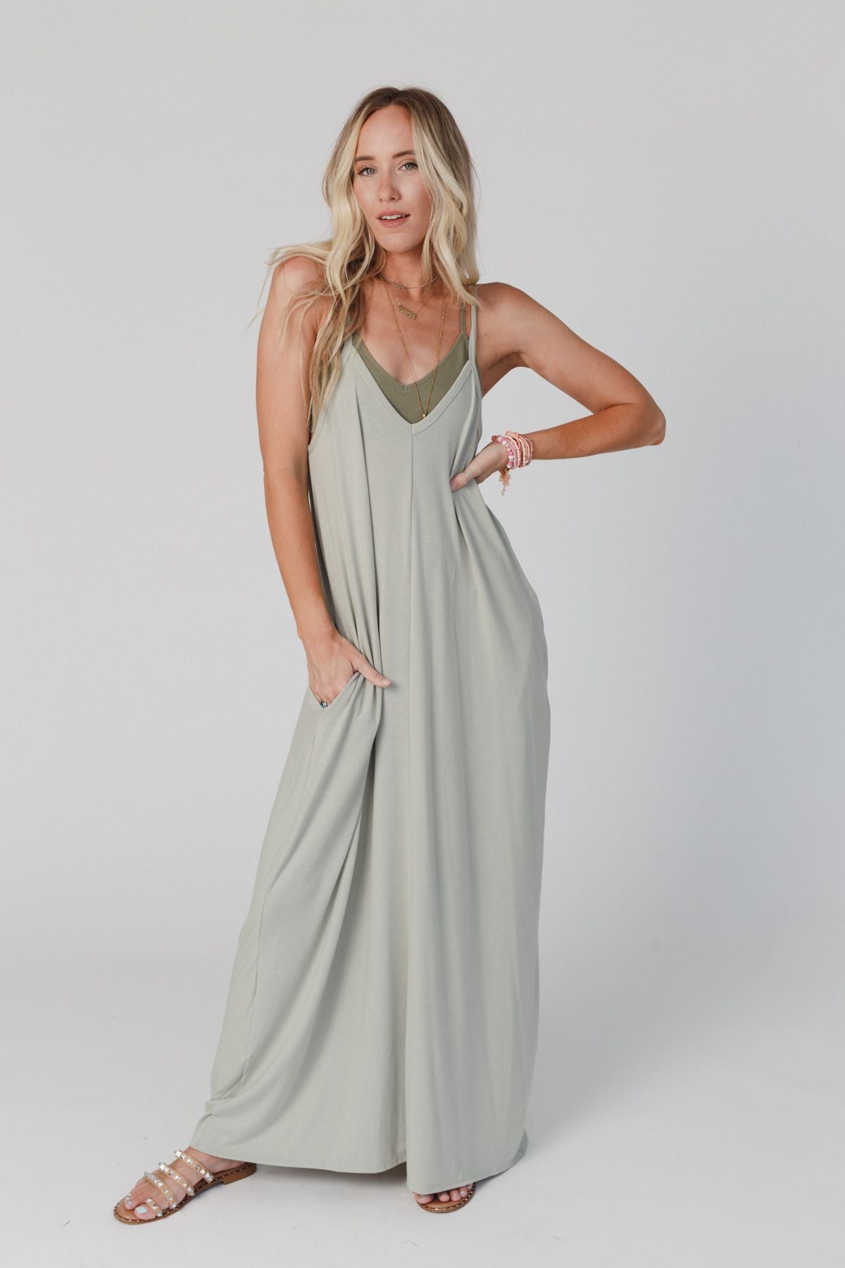 Perfection Pocket Maxi Dress - Light Sage