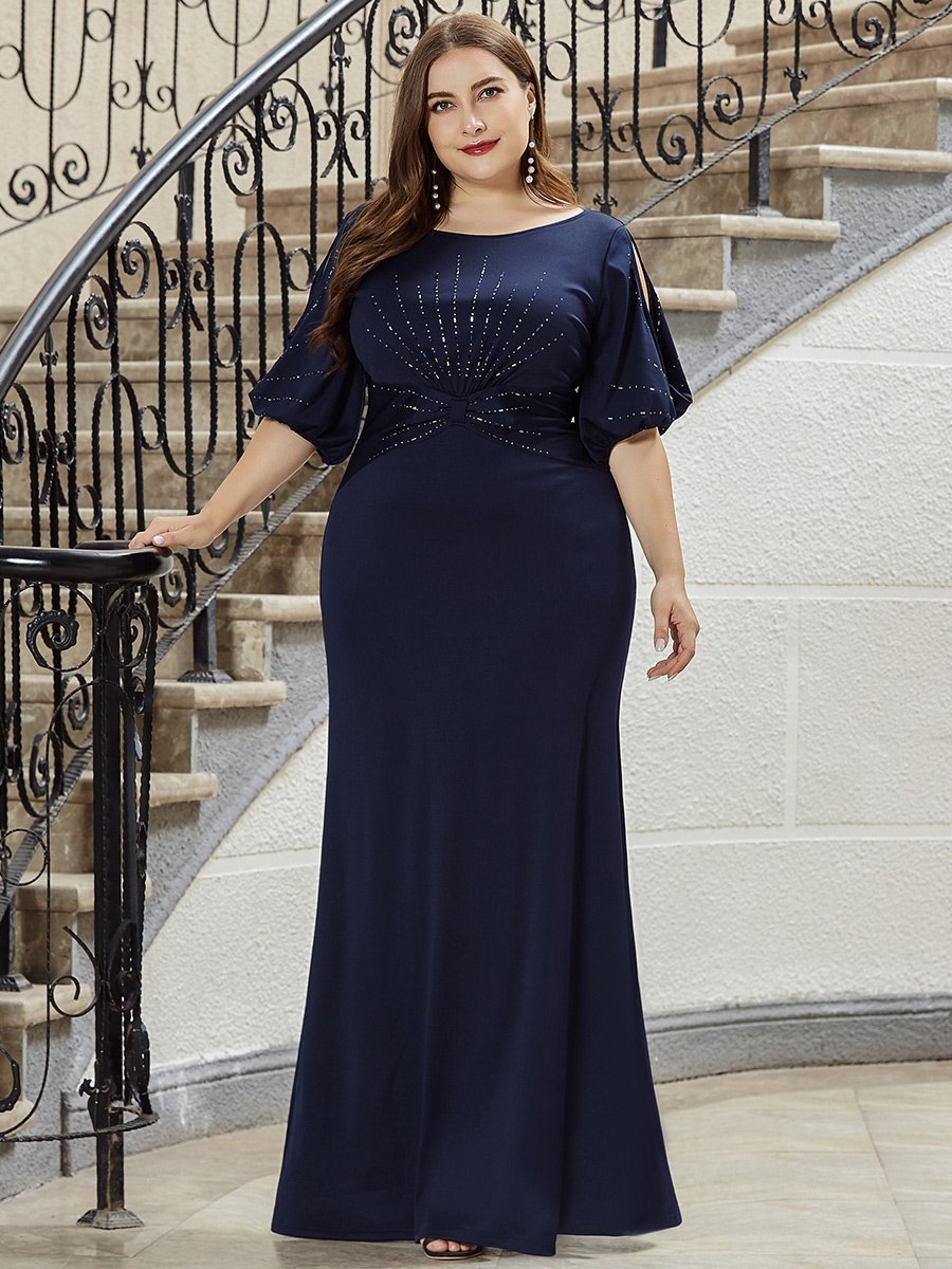 Trendy Round Neck Wholesale Chiffon Fishtail Evening Dress