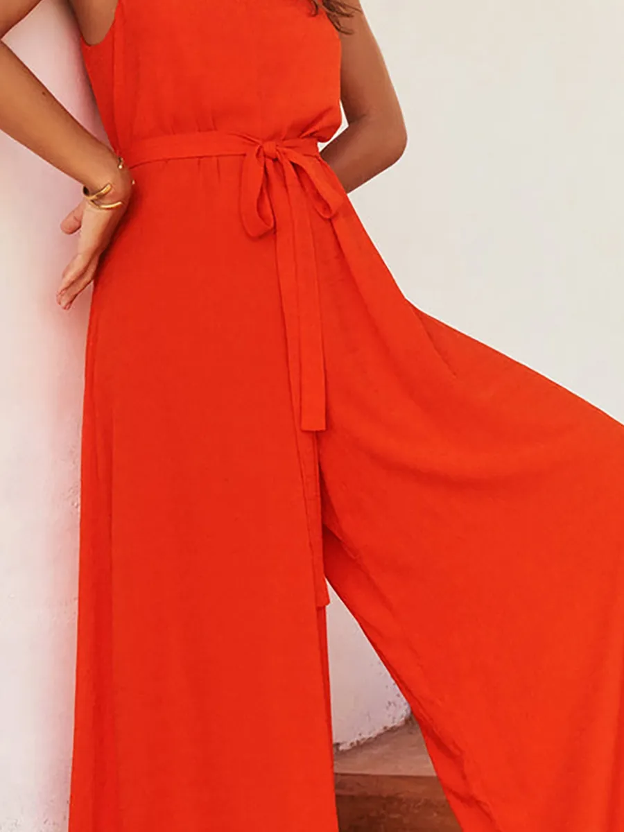 Women's vacation loose wide-leg jumpsuits