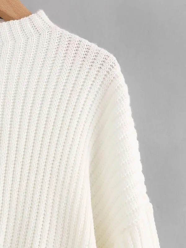 Drop Shoulder Balloon Sleeve Sweater