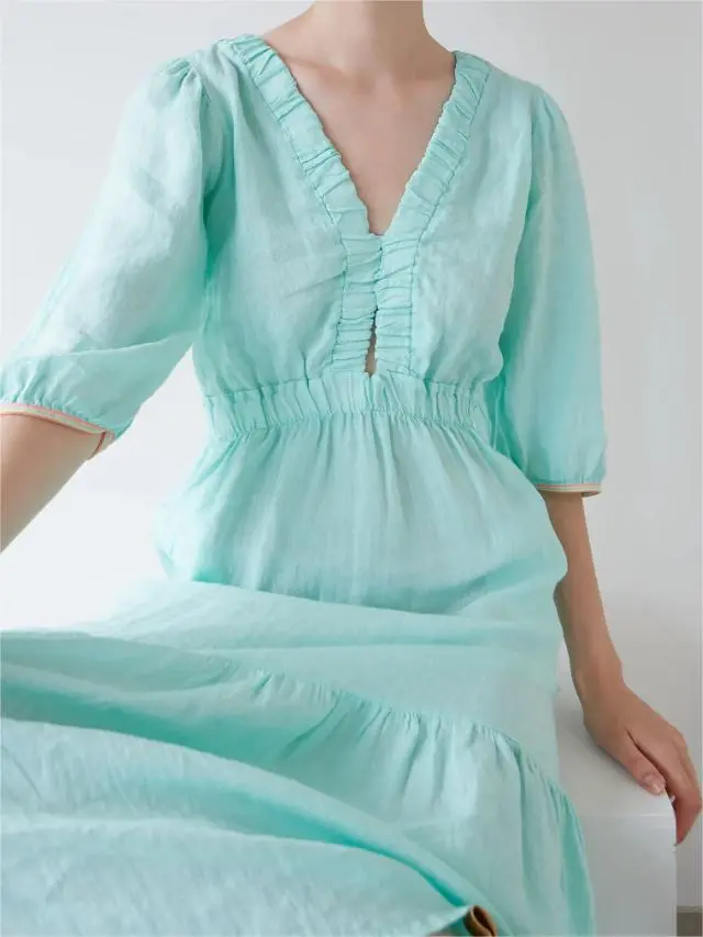 AQUA LINEN JOY DRESS