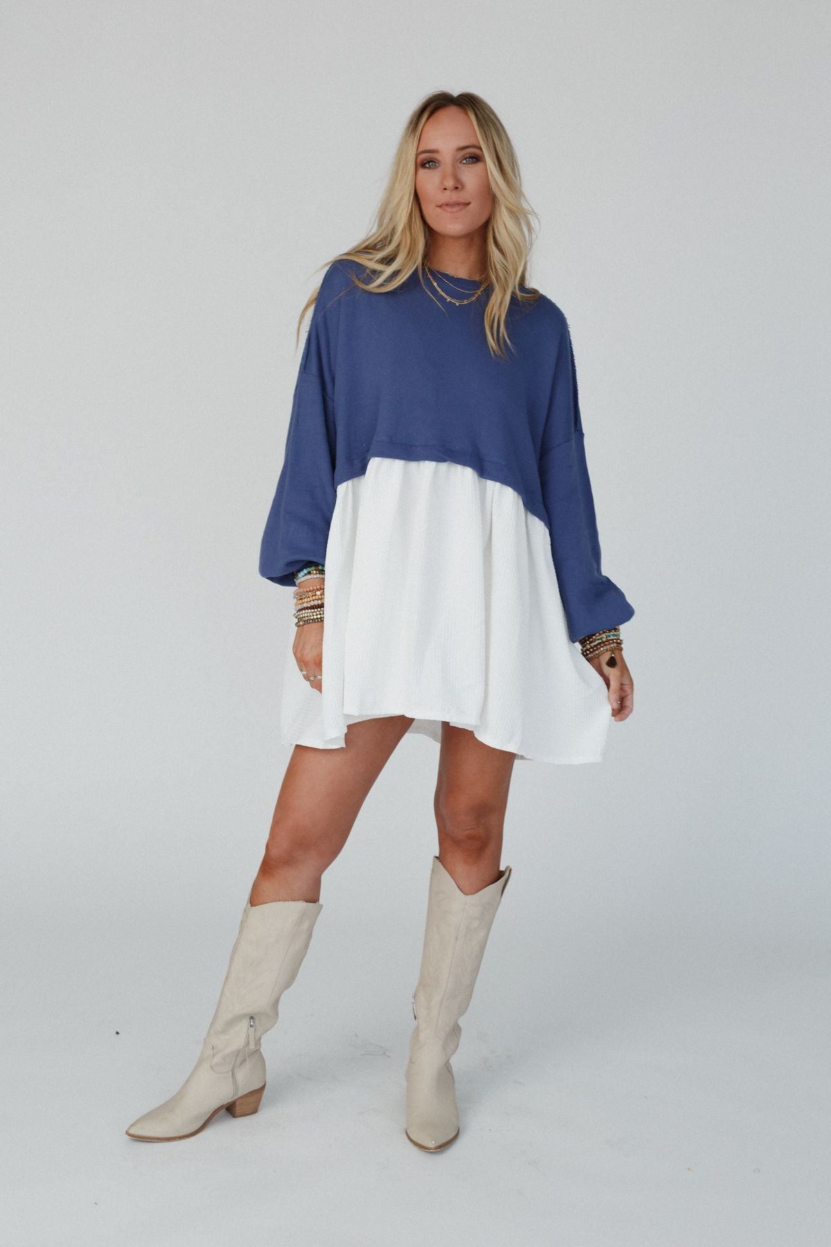 Twiggy Color Block Tunic - Navy