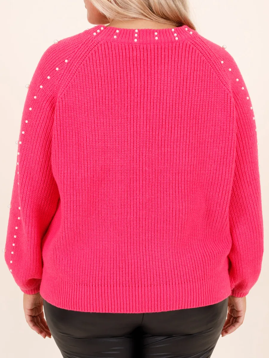 Pearl embellished loose knit sweater